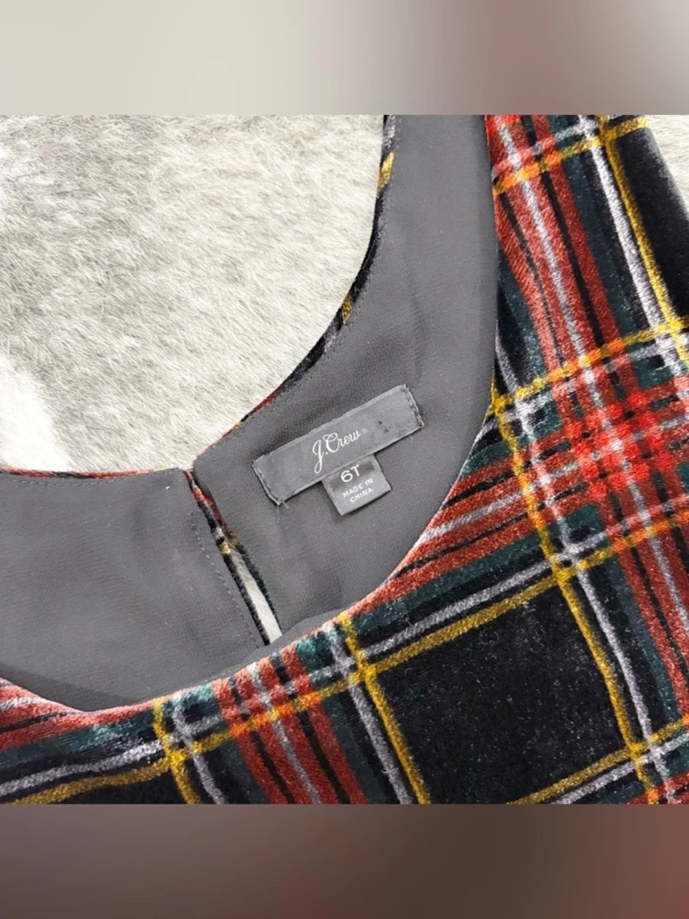 J. Crew Tartan Plaid Velvet Tank Top 6T 6 Tall